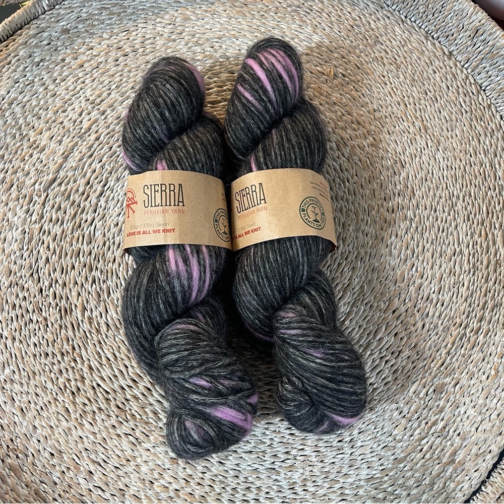 Sierra Peruvian Yarn Gray and Lavender Andean Spirit Baby Alpaca Pima 2 Skeins - Picture 2 of 5